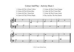 Colour And Play - 4 Activity Sheets In Middle C Position