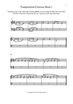 Transposing Melodies - 4 Exercise Sheets